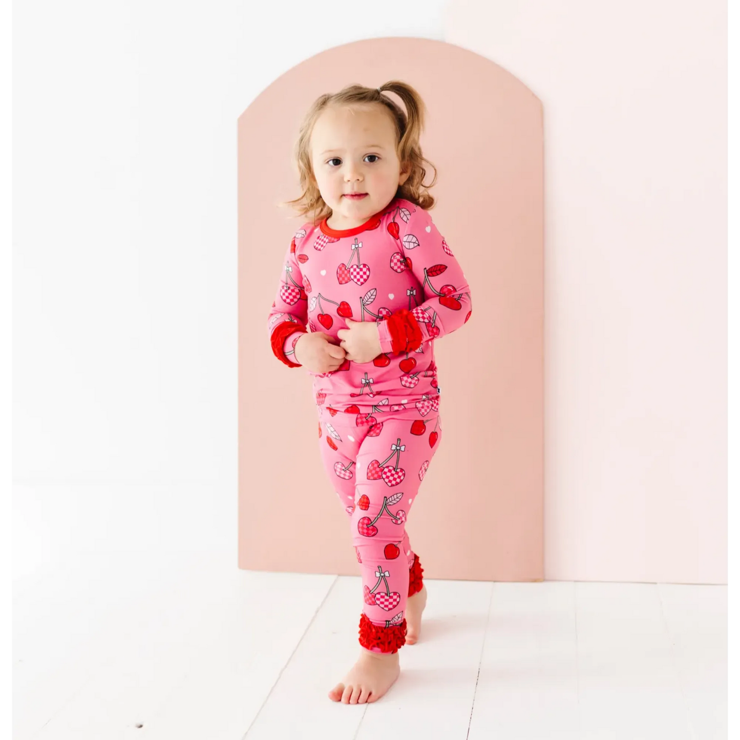 Cherry Ruffle 2 Piece Pajamas