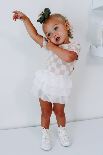 SANDY CHECKERS DREAM TUTU BODYSUIT DRESS