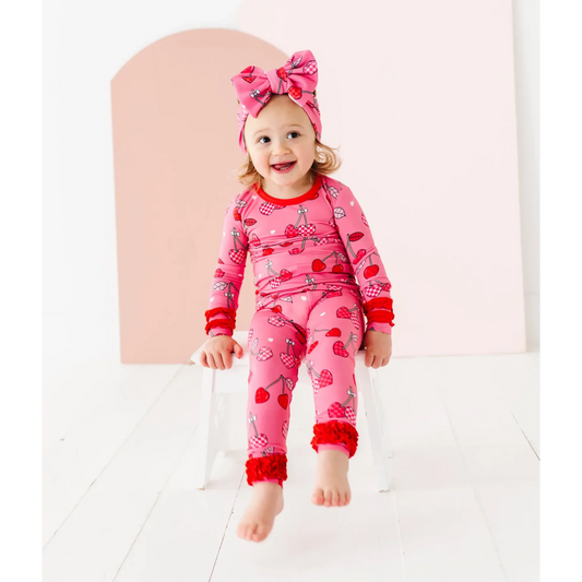 Cherry Ruffle 2 Piece Pajamas