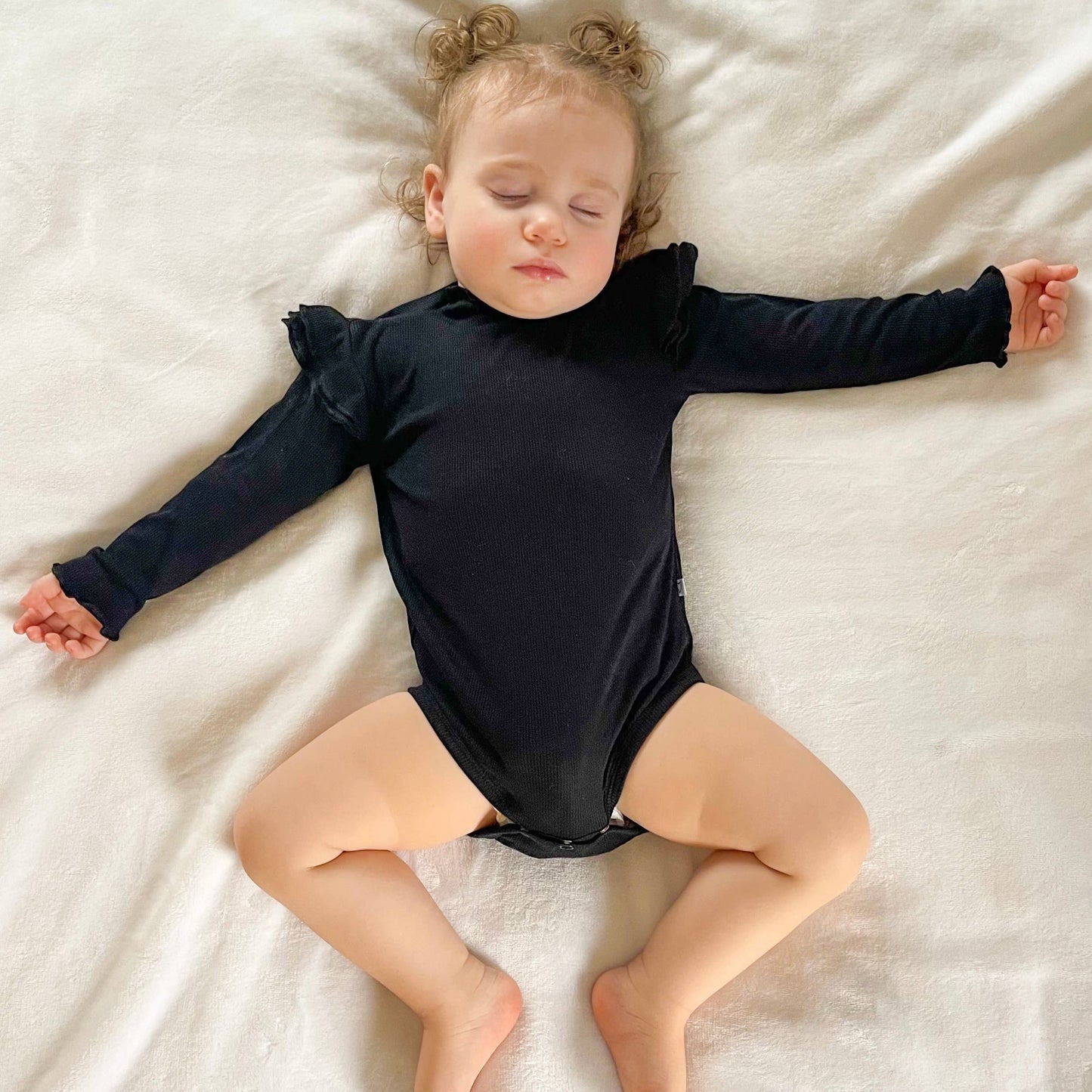 Black Ribbed Bamboo Long Sleeve Bodysuit