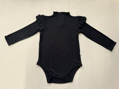 Black Ribbed Bamboo Long Sleeve Bodysuit