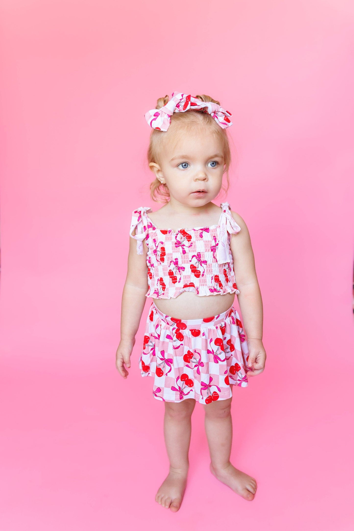 CHERRY SWEET CHECKERS DREAM SMOCKED SKORT SET