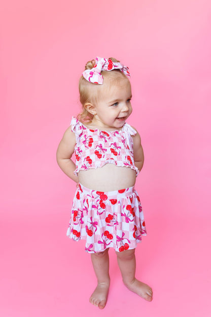 CHERRY SWEET CHECKERS DREAM SMOCKED SKORT SET